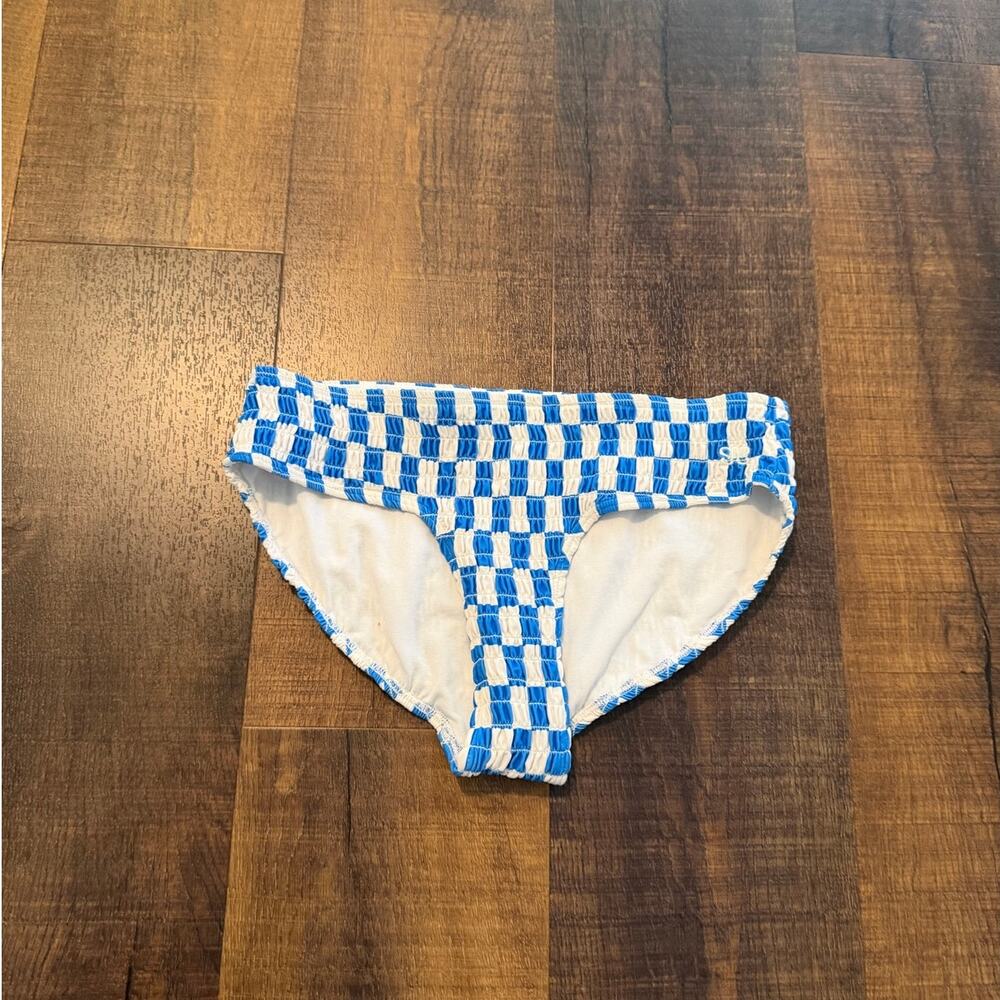 Albion Blue Check Smocked Bikini Bottoms Women's Small